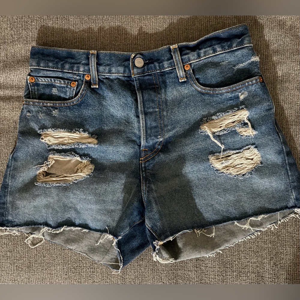 Levi's Women’s Wedgie Short Blue Distressed Jean Shorts